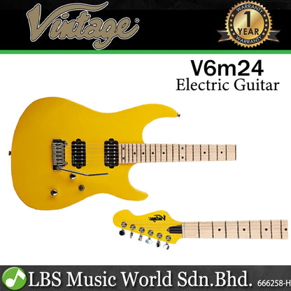 Vintage V6M24DY Reissued American Alder Body HH Pickup Electric Guitar Daytona Yellow (V6M 24DY)