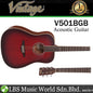 Vintage V501BGB Dreadnought Solid Sitka Acoustic Guitar Satin Burgundy Burst (V501 BGB)