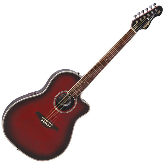 Vintage VR6RRB Synergy Bowlback Electro Acoustic Guitar Ruby Red Burst (VR 6RRB)