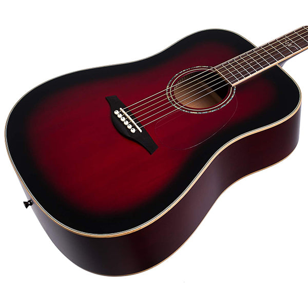Vintage V501BGB Dreadnought Solid Sitka Acoustic Guitar Satin Burgundy Burst (V501 BGB)