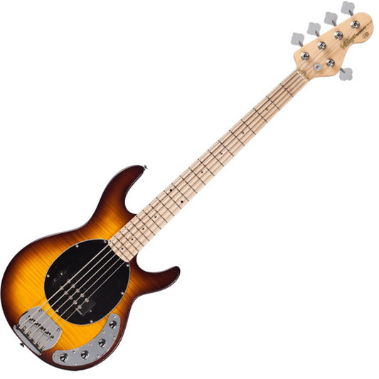 Vintage V965TSB Reissued Eastern Poplar Body 5-String Active Bass Flamed Tobacco Sunburst (V96 5TSB)