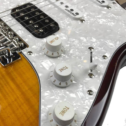 Vintage V6HFTB Custom Spec Alder Body SSH Pickup Vibrato Electric Guitar Flame Tobacco Burst (V6H FTB)