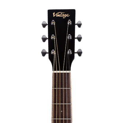 Vintage V501BGB Dreadnought Solid Sitka Acoustic Guitar Satin Burgundy Burst (V501 BGB)