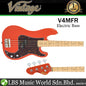 Vintage V4MFR Reissued Bolt On Alder Body 4-String Bass Guitar Firenza Red (V4 MFR)
