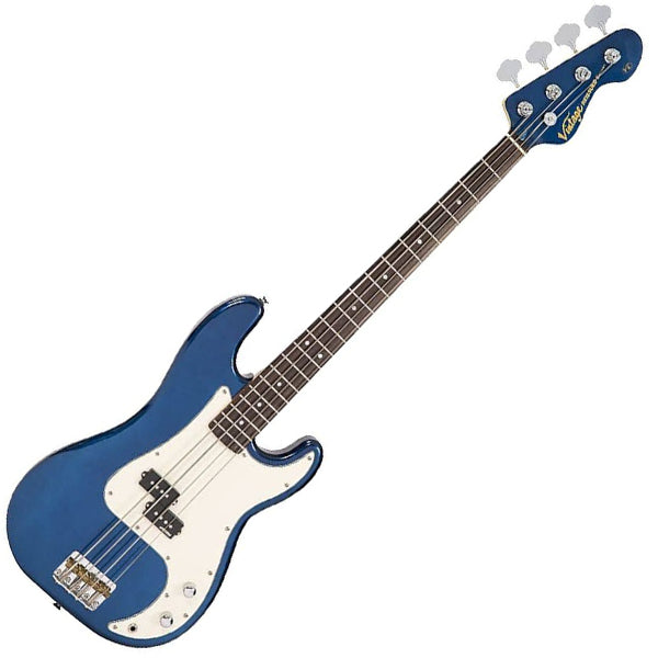 Vintage V4BBL Reissued Bolt On Alder Body 4-String Bass Guitar Basses Bayview Blue (V4 BBL)