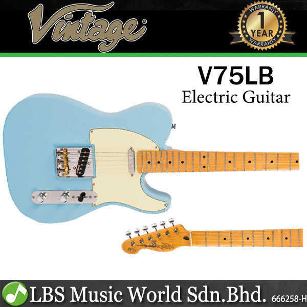 Vintage V75LB Reissued American Alder Body SS Pickup Electric Guitar Laguna Blue (V75 LB)