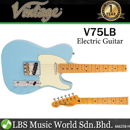 Vintage V75LB Reissued American Alder Body SS Pickup Electric Guitar Laguna Blue (V75 LB)