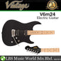 Vintage V6M24BK Reissued American Alder Body HH Pickup Electric Guitar Black (V6M 24BK)