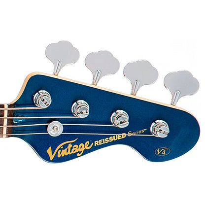 Vintage V4BBL Reissued Bolt On Alder Body 4-String Bass Guitar Basses Bayview Blue (V4 BBL)