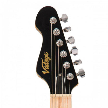 Vintage V6M24BK Reissued American Alder Body HH Pickup Electric Guitar Black (V6M 24BK)