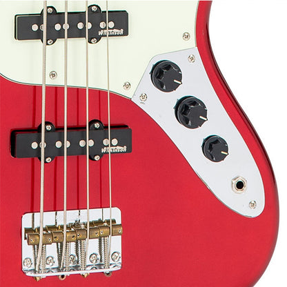 Vintage VJ74CAR Reissued Ash Wood Body Bolt On 4-String Bass Guitar Candy Apple Red (VJ74 CAR)