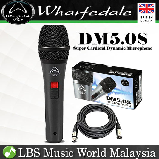 Wharfedale Pro DM5.0s Super Cardioid Dynamic Microphone with Mic Cable (DM5 DM5S)