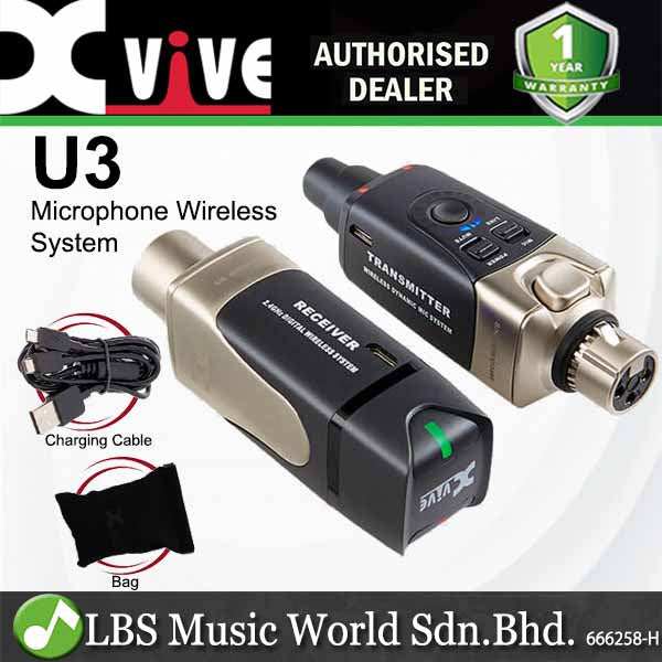 Xvive U3 Microphone Wireless System with Rechargeable Transmitter and Receiver for Dynamic Mic (U 3)