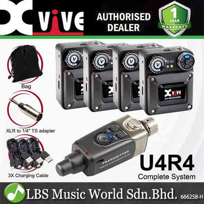 Xvive U4 Complete In Ear Monitor Wireless System with Transmitter, Beltpack Receiver Earphones and Headphones (U4R U4T U4R2 U4R4)