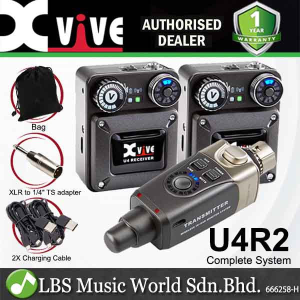 Xvive U4 Complete In Ear Monitor Wireless System with Transmitter, Beltpack Receiver Earphones and Headphones (U4R U4T U4R2 U4R4)