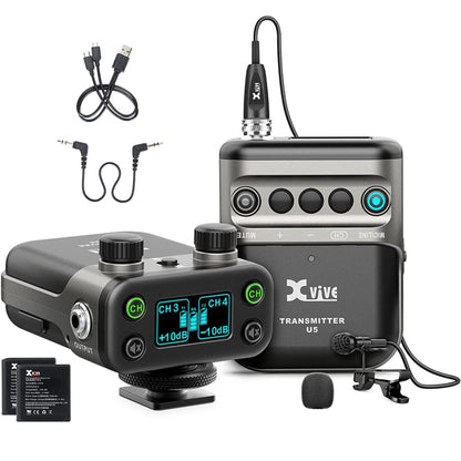 Xvive U5 Wireless Audio For Video System with LV1 Lavalier Mic for Microphones and DSLR Camera (U 5/U 5T2)