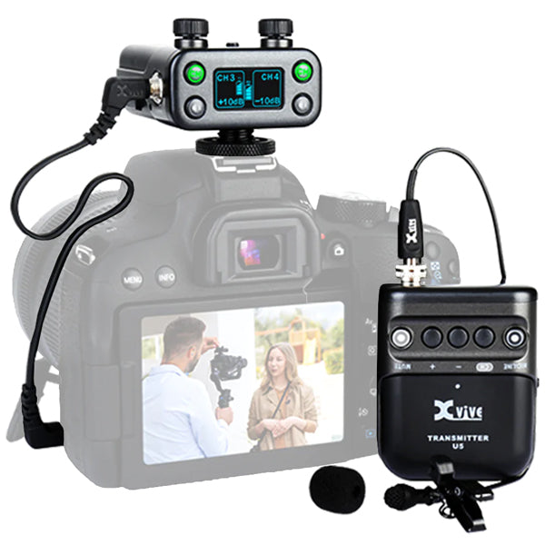 Xvive U5 Wireless Audio For Video System with LV1 Lavalier Mic for Microphones and DSLR Camera (U 5/U 5T2)