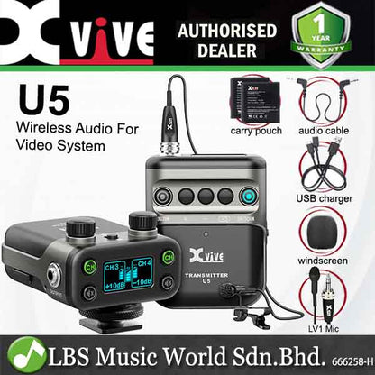Xvive U5 Wireless Audio For Video System with LV1 Lavalier Mic for Microphones and DSLR Camera (U 5/U 5T2)
