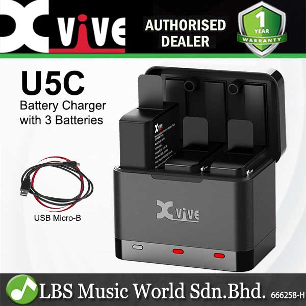 Xvive Audio U5C Battery Charger Case with Three Batteries for U5 Wireless Systems