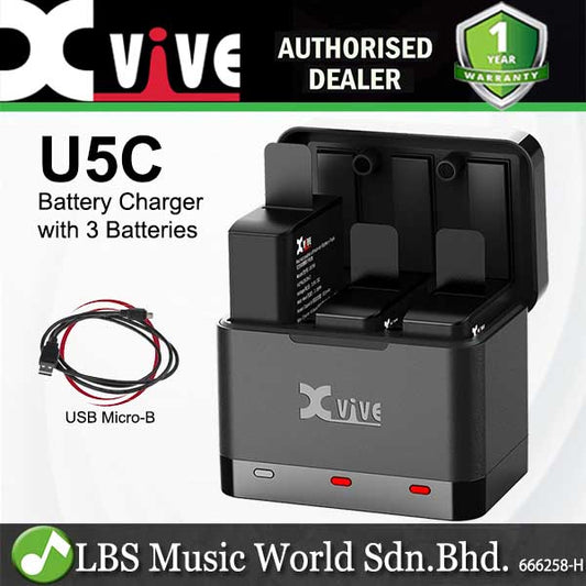 Xvive Audio U5C Battery Charger Case with Three Batteries for U5 Wireless Systems
