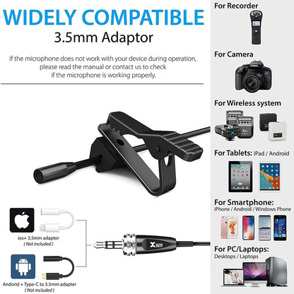 Xvive LV2 Micro Lavalier Microphone Omnidirectional Mic for Wireless System (LV 2)