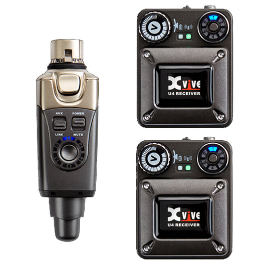 Xvive U4R2 Complete In Ear Monitor Wireless System with Transmitter, Beltpack Receiver Earphones and Headphones (U 4R2)