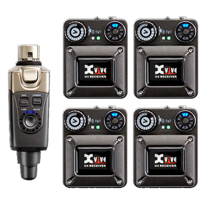 Xvive U4R4 Complete In Ear Monitor Wireless System with Transmitter, Beltpack Receiver Earphones and Headphones (U 4R4)