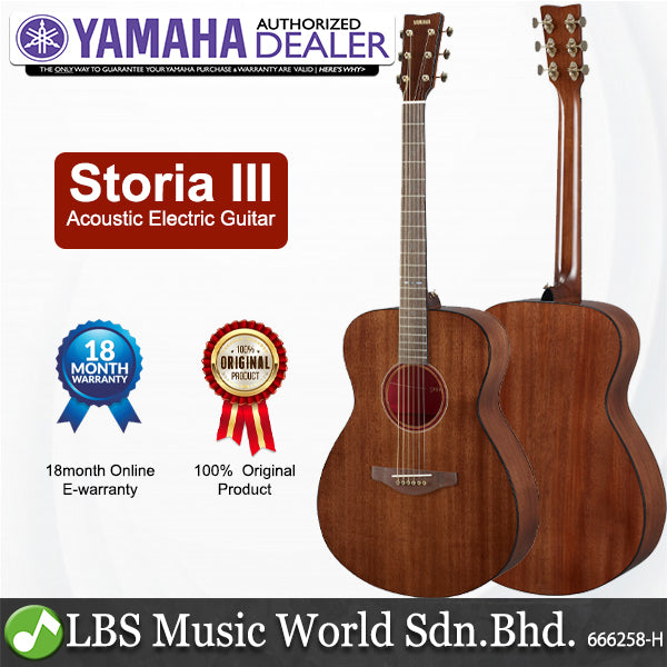 Yamaha Storia III Concert Solid Mahogany Top Gloss Body Acoustic Electric Guitar - Storia 3