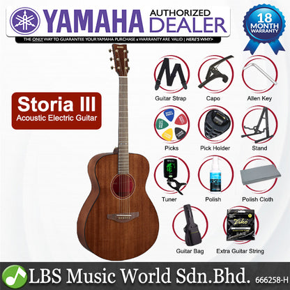 Yamaha Storia III Concert Solid Mahogany Top Gloss Body Acoustic Electric Guitar - Storia 3