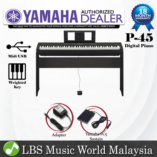 Yamaha P-45 88 Key Digital Piano with Yamaha FC-5 Sustain Pedal (P45 P 45)