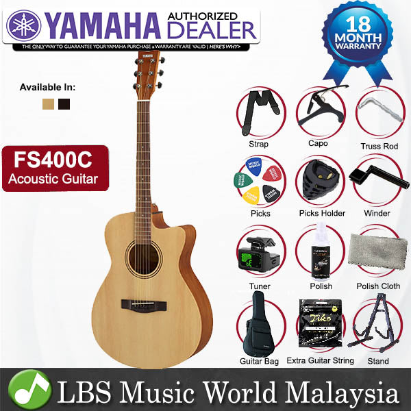 Yamaha FS400C Cutaway Acoustic Guitar with Gig Bag (FS400 C)