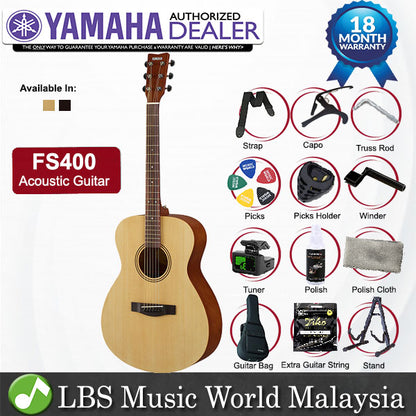 Yamaha FS400 Concert Acoustic Guitar With Gig Bag (FS 400)