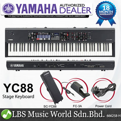 Yamaha YC88 88-key Stage Keyboard with NW-GH3 Triple-Sensor Action and Wood Keys