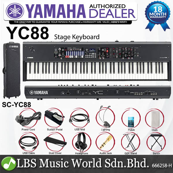 Yamaha YC88 88-key Stage Keyboard with NW-GH3 Triple-Sensor Action and Wood Keys