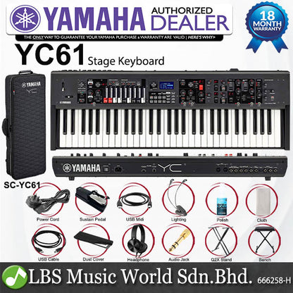 Yamaha YC61 61 Key Stage Keyboard with SC-YC61 Original Padded Bag