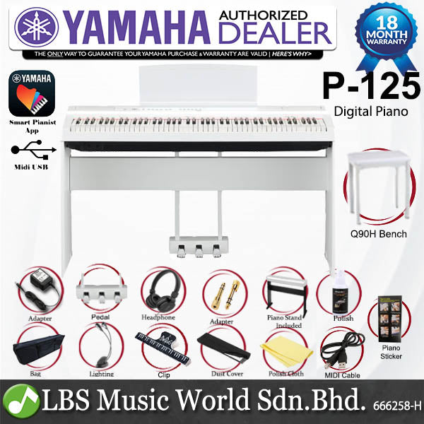 Yamaha P-125A 88 Key Digital Piano Complete Package (P125 P125A P-125)