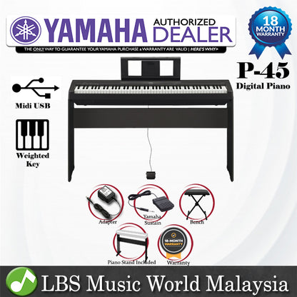 Yamaha P-45 88 Key Digital Piano Standard Package (P45 / P 45)