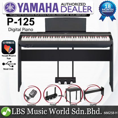 Yamaha P-125 88 Keys Digital Piano with Basic Package (P125 P 125)
