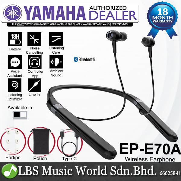 Yamaha EP-E70A Neckband In Ear Wireless Earphone with Bluetooth and Advance Noise Cancelling (EPE70A EP E70A)