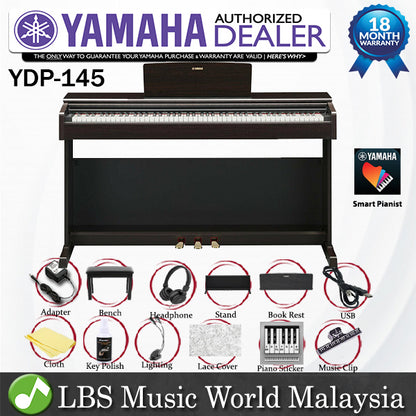 Yamaha YDP-145 Arius 88 Keys Digital Piano Complete Package (YDP145 YDP 145)