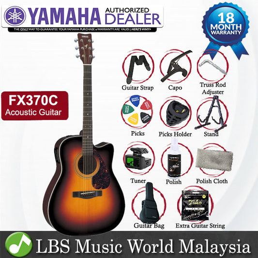 Yamaha FX370C Dreadnought Acoustic Electric Guitar With Rosewood Fingerboard - Tobacco Sunburst (FX370 C)