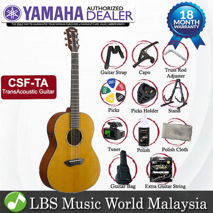 Yamaha CSF-TA TransAcoustic Parlor Guitars Solid Spruce Top with Hard Bag (CSFTA CSF TAB)