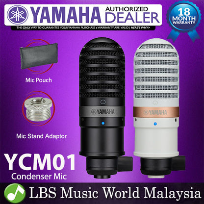 Yamaha YCM01 Cardioid Condenser Microphone with Mic Stand Adapter and Pouch (YCM 01)