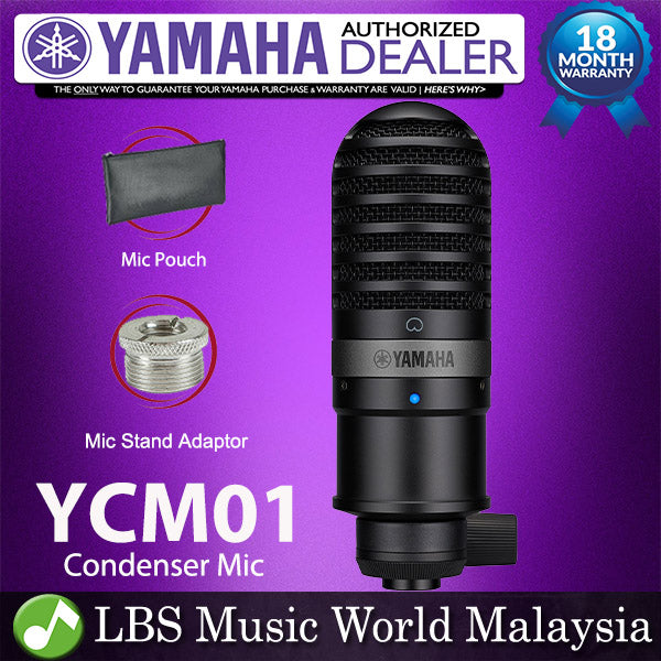 Yamaha YCM01 Cardioid Condenser Microphone with Mic Stand Adapter and Pouch (YCM 01)