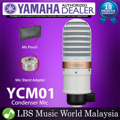 Yamaha YCM01 Cardioid Condenser Microphone with Mic Stand Adapter and Pouch (YCM 01)
