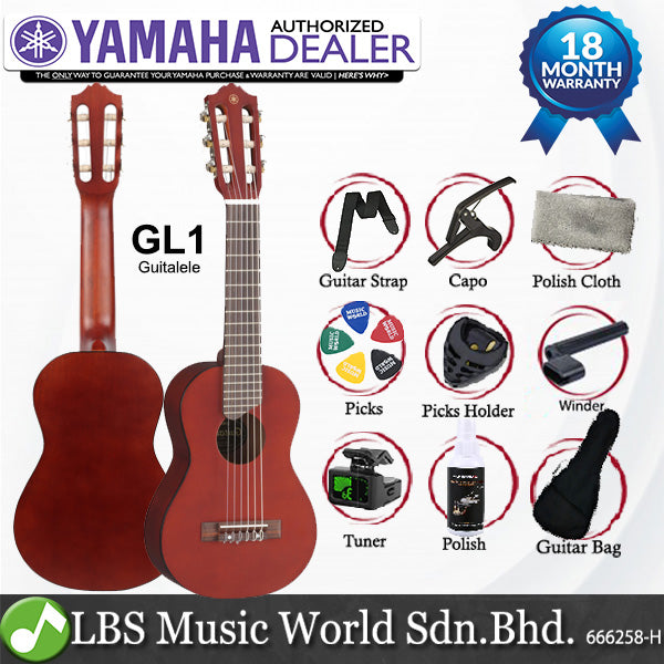 Yamaha GL1 Guitalele Guitar Ukulele Nylon String Complete Package - Persimon Brown (GL-1 GL 1)