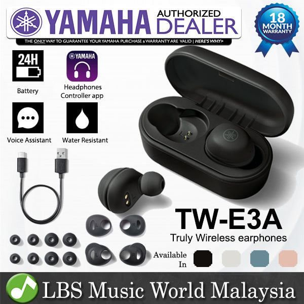 Yamaha TW-E3A True Wireless Earbuds Earphones with Charging Case and IPX5 Waterproof (TWE3A)