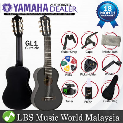 Yamaha GL1 Guitalele Nylon String Guitar Complete Package Black (GL1 BK)