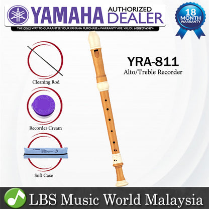 Yamaha-YRA-811 F Key Alto Treble Recorder With Baroque Fingering (YRA811 YRA 811)