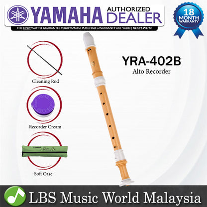 Yamaha YRA-402B F Key Alto Recorder With Baroque Fingering (YRA402B YRA 402B)
